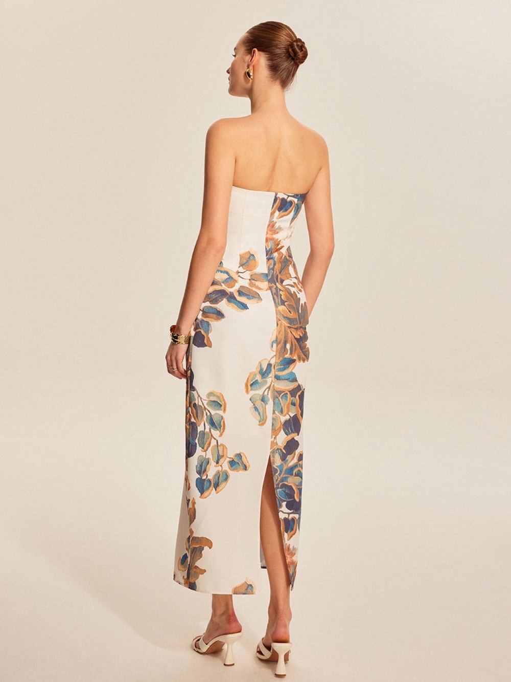 COMMENSE Strapless Floral Midi Dress - Picture 4 of 4